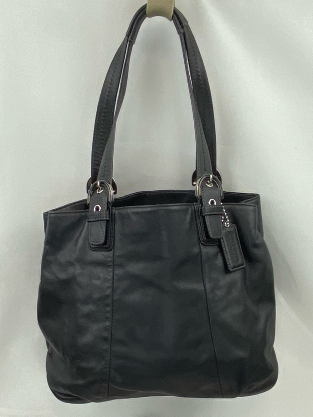 Coach North South Classic Black Soft Leather Shoulder Tote Bag Purse Pre loved